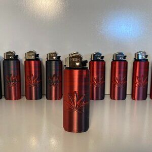 5 Custom Pot Leaf Sleeve with Lighter: RB-S1 (Red Black Finish)